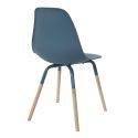 FLUK - Lot de 2 Chaises Polypropylène Bleu et Bois