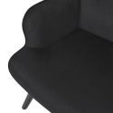 HAMZA - Fauteuil Tissu velours côtelé noir et piétement hévéa laqué noir