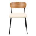 KILPA - Lot de 4 chaises bois et métal assise en tissu bouclettes