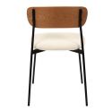 KILPA - Lot de 4 chaises bois et métal assise en tissu bouclettes