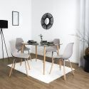 FLUK - Lot de 4 Chaises Polypropylène Taupe et Bois