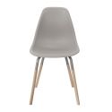 FLUK - Lot de 4 Chaises Polypropylène Taupe et Bois