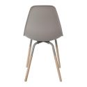 FLUK - Lot de 4 Chaises Polypropylène Taupe et Bois