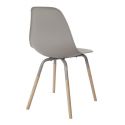 FLUK - Lot de 4 Chaises Polypropylène Taupe et Bois