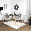 FLUK - Lot de 6 Chaises Polypropylène Taupe et Bois