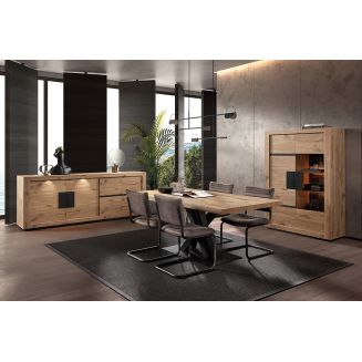 SALOME - Ensemble Séjour Complet et Table 170cm Aspect Bois Finition Canyon