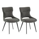 AMANDA - Lot de 2 Chaises Tissu Coloris Gris Anthracite