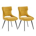 AMANDA - Lot de 2 Chaises Tissu Coloris Jaune