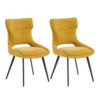 AMANDA - Lot de 2 Chaises Tissu Coloris Jaune