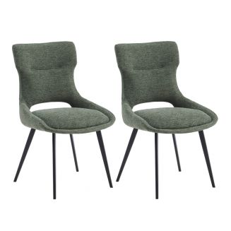 AMANDA - Lot de 2 Chaises Tissu Coloris Vert