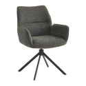 CARLOTTA - Lot de 2 Fauteuil de table Pivotants Tissu Coloris Gris Anthracite