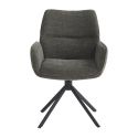 CARLOTTA - Lot de 2 Fauteuil de table Pivotants Tissu Coloris Gris Anthracite