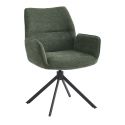 CARLOTTA - Lot de 2 Fauteuil de table Pivotants Tissu Coloris Vert