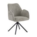 DELIA - Lot de 2 Fauteuil de table Pivotants Tissu Velours Côtelé Beige