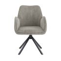 DELIA - Lot de 2 Fauteuil de table Pivotants Tissu Velours Côtelé Beige