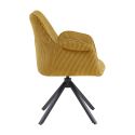 DELIA - Lot de 2 Fauteuil de table Pivotants Tissu Velours Côtelé Jaune