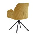 DELIA - Lot de 2 Fauteuil de table Pivotants Tissu Velours Côtelé Jaune