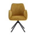 DELIA - Lot de 2 Fauteuil de table Pivotants Tissu Velours Côtelé Jaune