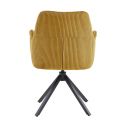 DELIA - Lot de 2 Fauteuil de table Pivotants Tissu Velours Côtelé Jaune