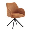 DELIA - Lot de 2 Fauteuil de table Pivotants Tissu Velours Côtelé Terracotta