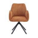 DELIA - Lot de 2 Fauteuil de table Pivotants Tissu Velours Côtelé Terracotta