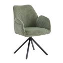 DELIA - Lot de 2 Fauteuil de table Pivotants Tissu Velours Côtelé Vert