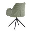 DELIA - Lot de 2 Fauteuil de table Pivotants Tissu Velours Côtelé Vert