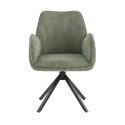 DELIA - Lot de 2 Fauteuil de table Pivotants Tissu Velours Côtelé Vert