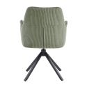 DELIA - Lot de 2 Fauteuil de table Pivotants Tissu Velours Côtelé Vert