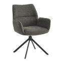 CARLOTTA - Lot de 4 Fauteuils de table Pivotants Tissu Coloris Gris Anthracite