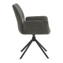 CARLOTTA - Lot de 4 Fauteuils de table Pivotants Tissu Coloris Gris Anthracite