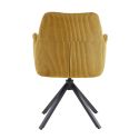 DELIA - Lot de 4 Fauteuils de table Pivotants Tissu Velours Côtelé Jaune