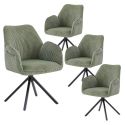 DELIA - Lot de 4 Fauteuils de table Pivotants Tissu Velours Côtelé Vert