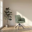 DELIA - Lot de 4 Fauteuils de table Pivotants Tissu Velours Côtelé Vert