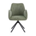 DELIA - Lot de 4 Fauteuils de table Pivotants Tissu Velours Côtelé Vert