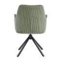 DELIA - Lot de 4 Fauteuils de table Pivotants Tissu Velours Côtelé Vert