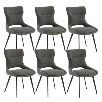 AMANDA - Lot de 6 Chaises Tissu Coloris Gris Anthracite