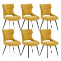 AMANDA - Lot de 6 Chaises Tissu Coloris Jaune