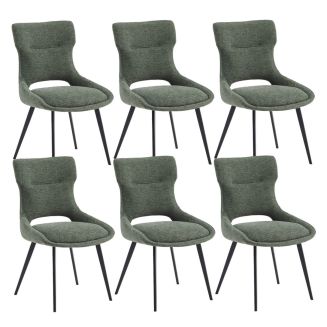 AMANDA - Lot de 6 Chaises Tissu Coloris Vert