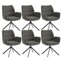 CARLOTTA - Lot de 6 Fauteuils de table Pivotants Tissu Coloris Gris Anthracite