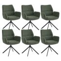 CARLOTTA - Lot de 6 Fauteuils de table Pivotants Tissu Coloris Vert