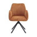 DELIA - Lot de 6 Fauteuils de table Pivotants Tissu Velours Côtelé Terracotta