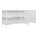 HENDRA - Buffet 3 Portes Verre et Acier Blanc