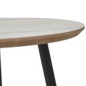 HARRIA - Table basse Ø55cm Plateau Aspect Travertin Pieds Métal Noir