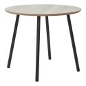 HARRIA - Table basse Ø55cm Plateau Aspect Travertin Pieds Métal Noir