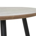 HARRIA - Table basse Ø40cm Plateau Aspect Travertin Pieds Métal Noir