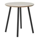 HARRIA - Table basse Ø40cm Plateau Aspect Travertin Pieds Métal Noir