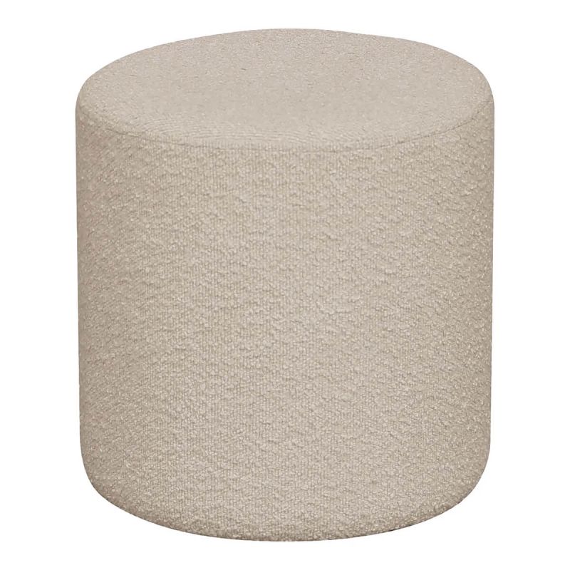 BUBBEL - Pouf Rond Ø34cm en Tissu Bouclé Coloris Beige