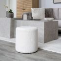 BUBBEL - Pouf Rond Ø34cm enTissu Bouclé Coloris Blanc