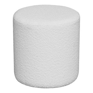 BUBBEL - Pouf Rond Ø34cm enTissu Bouclé Coloris Blanc